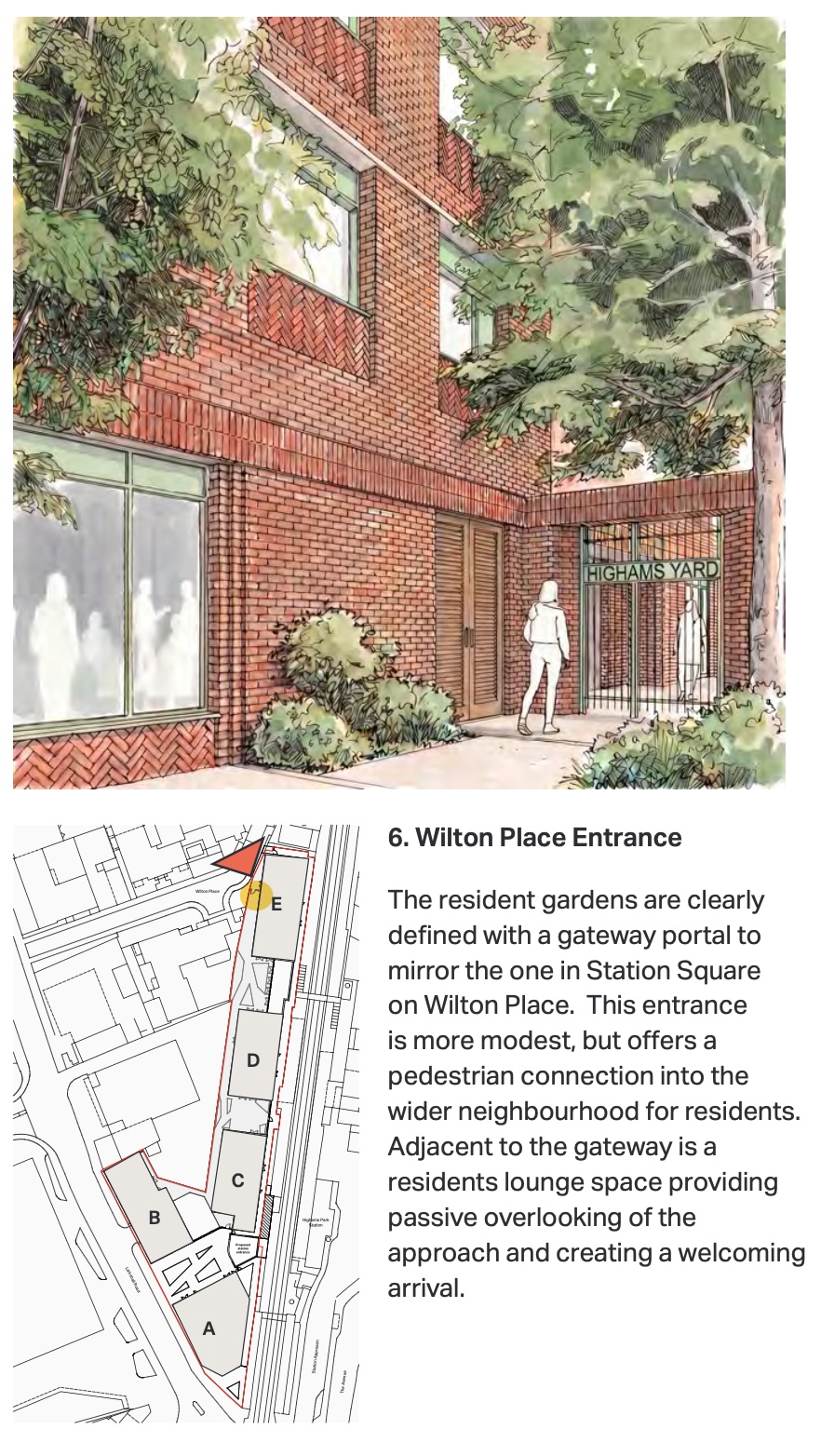 Landscape strategy for the Wilton Place entrance