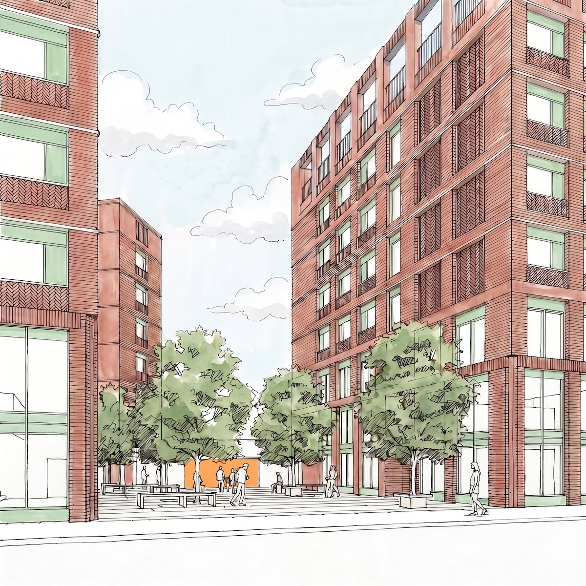 Illustrative image of the proposed station square